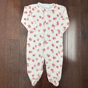 Little English Pink Strawberry Print Footie